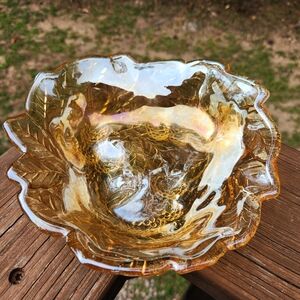 Indiana Glass Marigold Carnival Glass Loganberry 7" Candy/Nut Dish